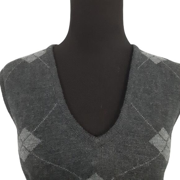 Vintage Pendleton Argyle Sweater Vest Dark Gray Womens S Petite Dark Academia - Picture 3 of 15